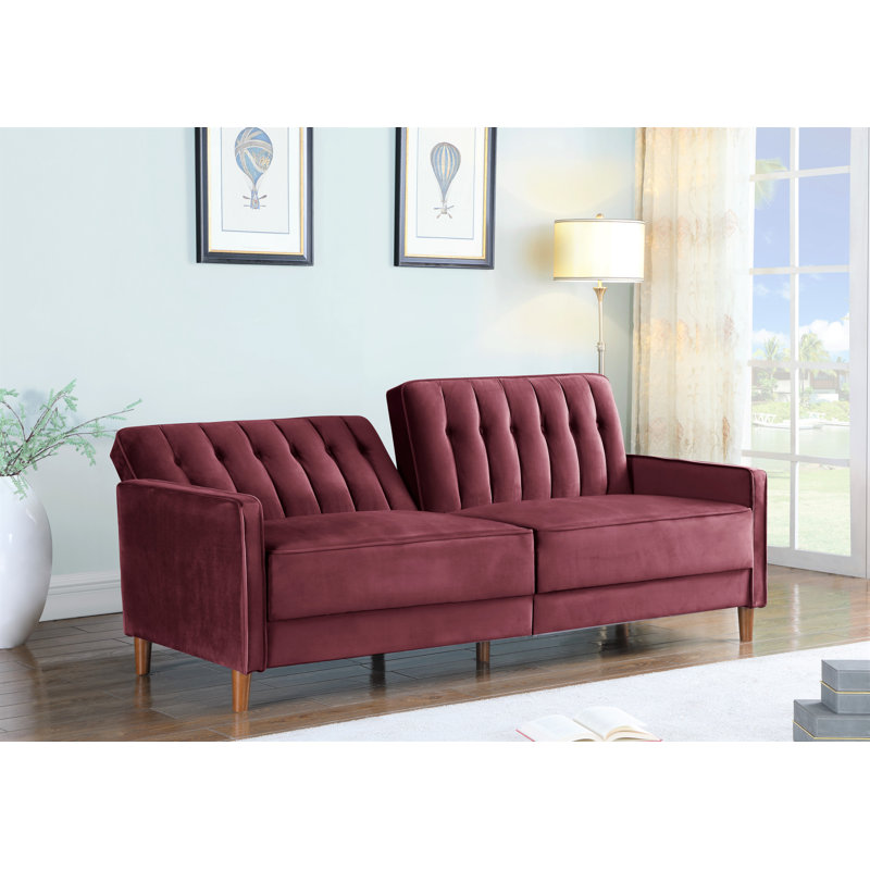 Everly Quinn Scheetz 81" Velvet Square Arm Sofa Bed & Reviews Wayfair
